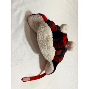 Red & Black Plaid Baby Hat With Sherpa Lining & Ear Flaps